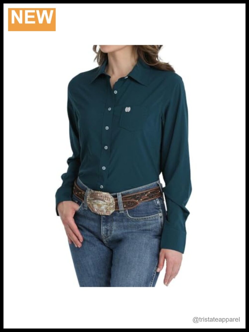 Women's Long Sleeve Button-Down Shirt 100% Cotton Regular Fit Minimalist Western